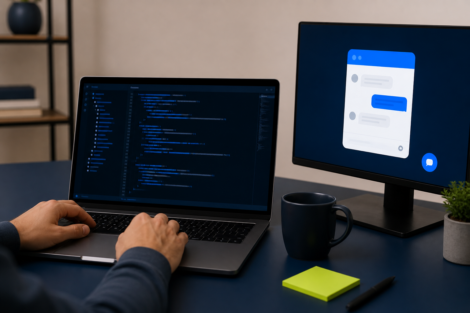 In-app chat installed beside a product codebase