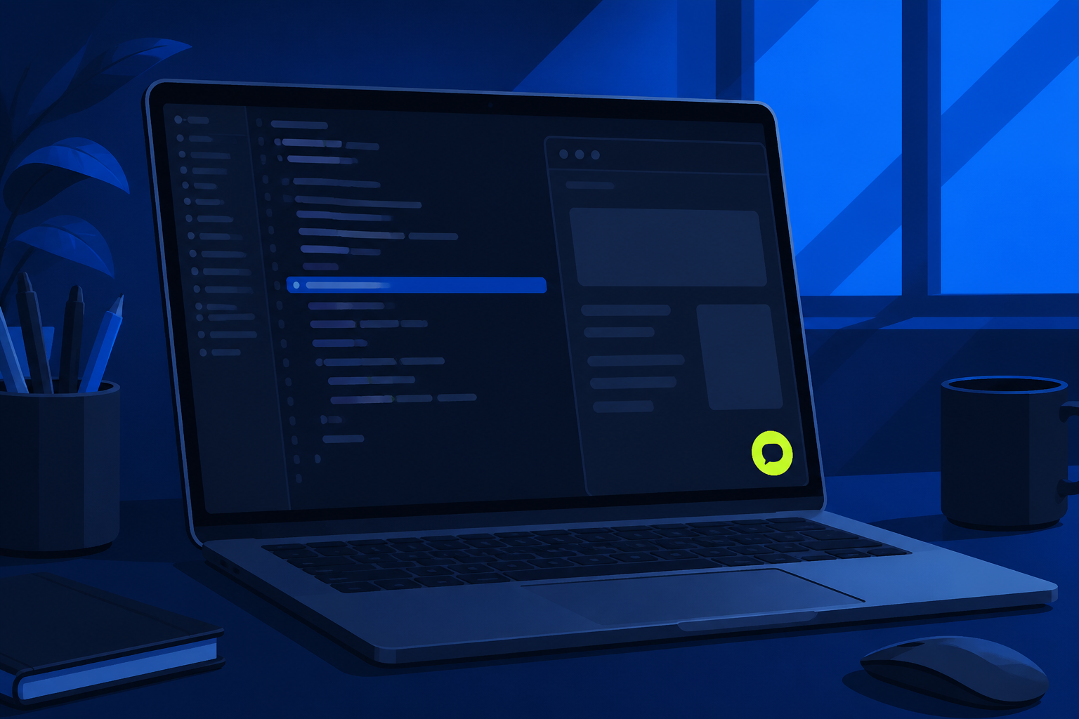 Website widget install beside a code editor